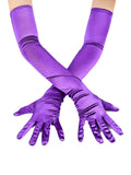 Long Satin Opera Gloves Purple Women's Elbow Length – Wedding, Evening Party, Costume, Gift