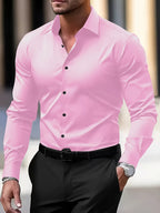 Long Sleeve Dress Shirt Black Slim Fit Men's Button-Up – Office, Formal, Casual, Gift