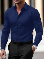 Long Sleeve Dress Shirt Black Slim Fit Men's Button-Up – Office, Formal, Casual, Gift