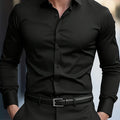 Long Sleeve Dress Shirt Black Slim Fit Men's Button-Up – Office, Formal, Casual, Gift