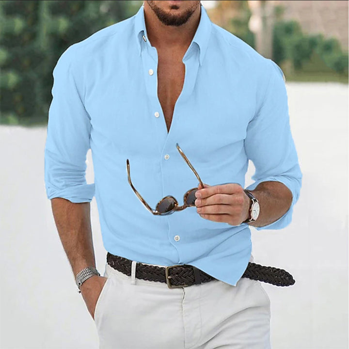 Long Sleeve Shirt White Men's Button-Down Collar – Casual, Office, Holiday, Gift