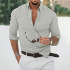 Long Sleeve Shirt White Men's Button-Down Collar – Casual, Office, Holiday, Gift