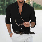 Long Sleeve Shirt White Men's Button-Down Collar – Casual, Office, Holiday, Gift