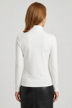 Long Sleeve Top White High Neck Women's Slim Fit – Casual, Office, Everyday Layering