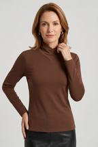 Long Sleeve Top White High Neck Women's Slim Fit – Casual, Office, Everyday Layering