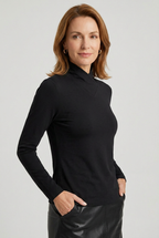 Long Sleeve Top White High Neck Women's Slim Fit – Casual, Office, Everyday Layering