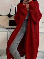 Longline Cardigan Chunky Cable Knit Grey Women's Open Front – Casual, Office · Werune