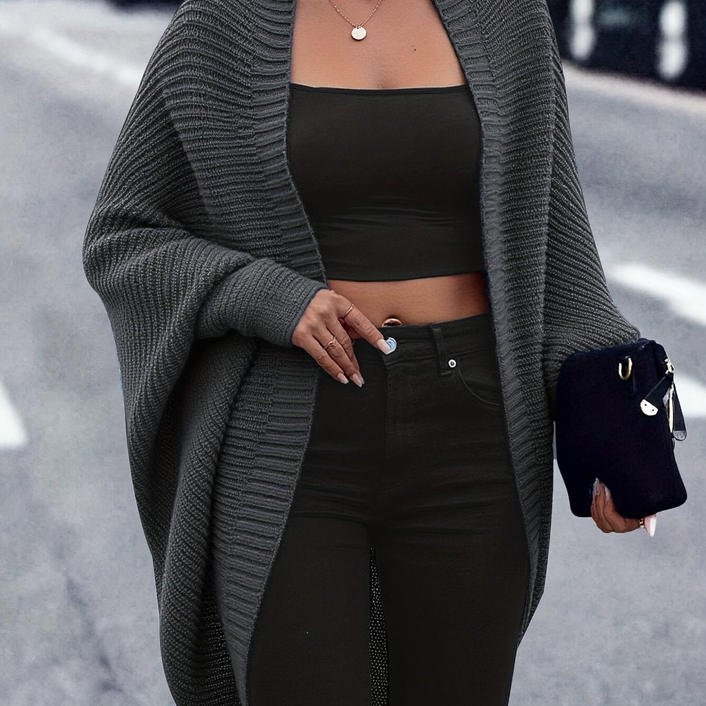 Longline Cardigan Chunky Knit Batwing Open Front Women's – Casual, Office, Holiday, Gift