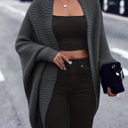 Longline Cardigan Chunky Knit Batwing Open Front Women's – Casual, Office, Holiday, Gift
