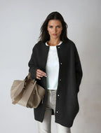 Longline Cardigan Wool Blend Women's Beige Button-Up – Casual, Office · Werune
