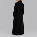 Longline Coat Black Double-Breasted Women's Wool-Blend Maxi Overcoat – Office, Winter Casual, Gift