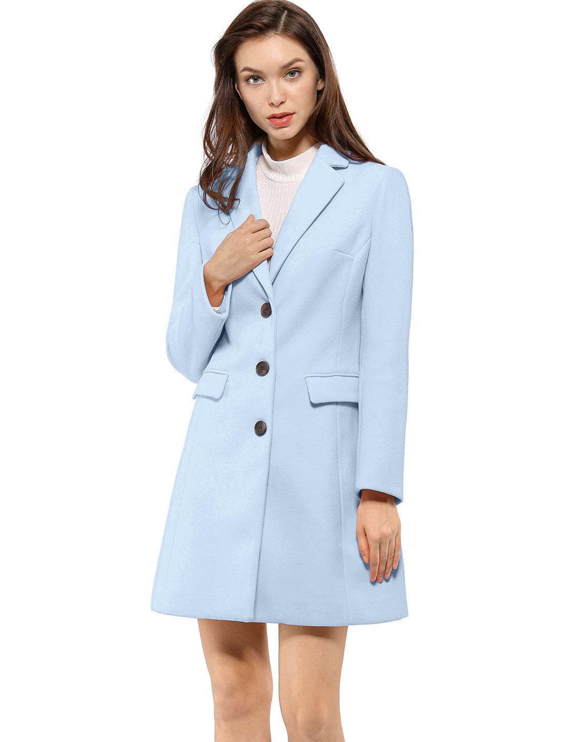 Longline Coat Red Notch Collar Women's Single-Breasted Overcoat – Office, Casual, Winter, Gift