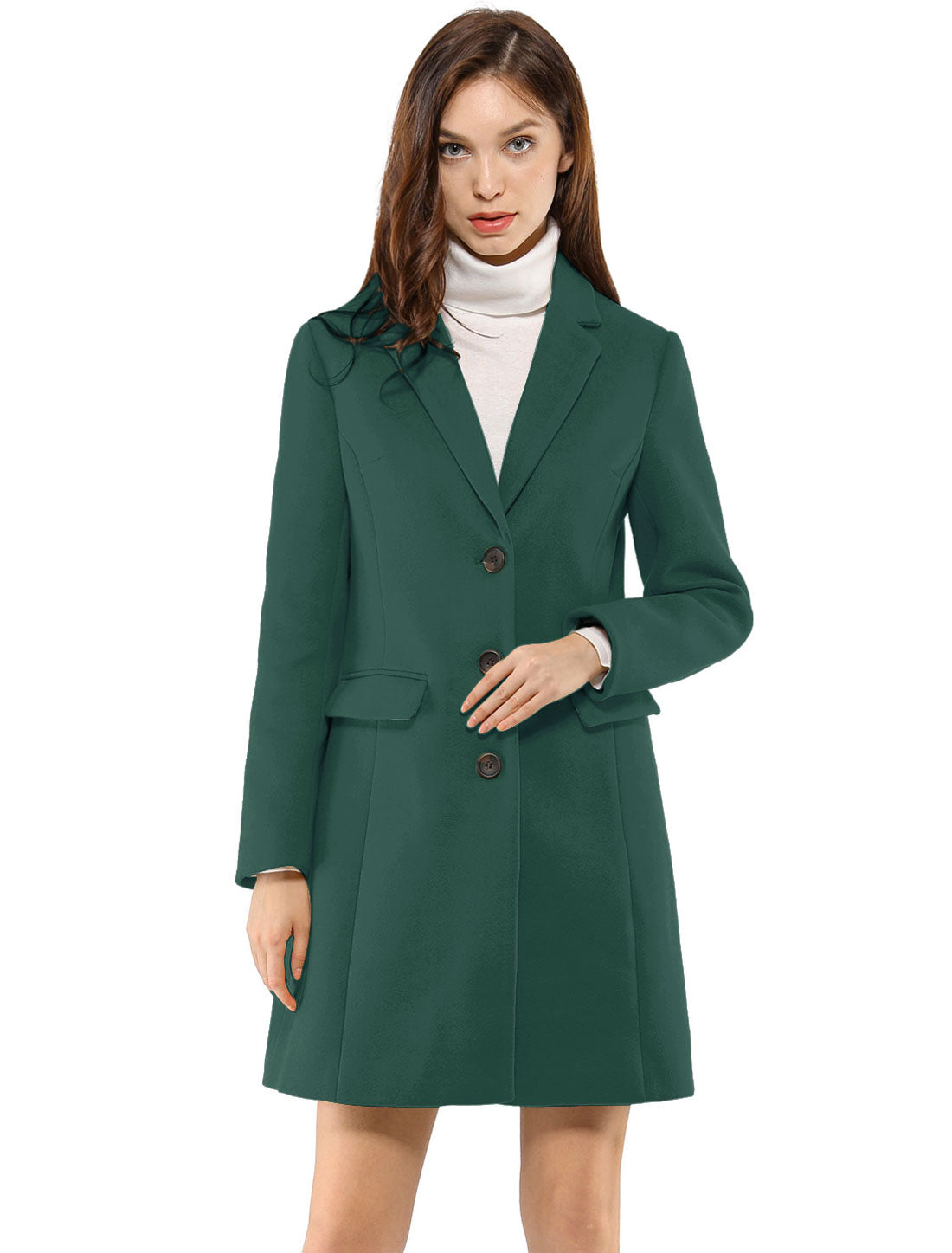 Longline Coat Red Notch Collar Women's Single-Breasted Overcoat – Office, Casual, Winter, Gift