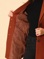 Longline Coat Red Notch Collar Women's Single-Breasted Overcoat – Office, Casual, Winter, Gift