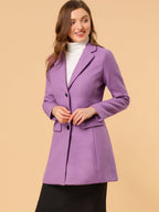 Longline Coat Red Notch Collar Women's Single-Breasted Overcoat – Office, Casual, Winter, Gift