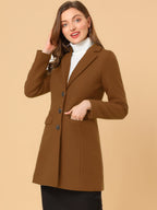 Longline Coat Red Notch Collar Women's Single-Breasted Overcoat – Office, Casual, Winter, Gift