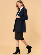 Longline Coat Red Notch Collar Women's Single-Breasted Overcoat – Office, Casual, Winter, Gift
