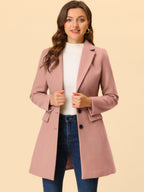 Longline Coat Red Notch Collar Women's Single-Breasted Overcoat – Office, Casual, Winter, Gift