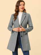 Longline Coat Red Notch Collar Women's Single-Breasted Overcoat – Office, Casual, Winter, Gift