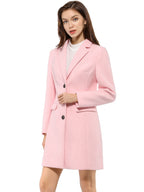 Longline Coat Red Notch Collar Women's Single-Breasted Overcoat – Office, Casual, Winter, Gift