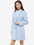 Longline Coat Red Notch Collar Women's Single-Breasted Overcoat – Office, Casual, Winter, Gift