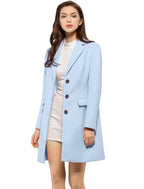 Longline Coat Red Notch Collar Women's Single-Breasted Overcoat – Office, Casual, Winter, Gift