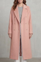Longline Coat Wool Blend Double-Breasted Black Women's – Office, Casual, Winter, Gift