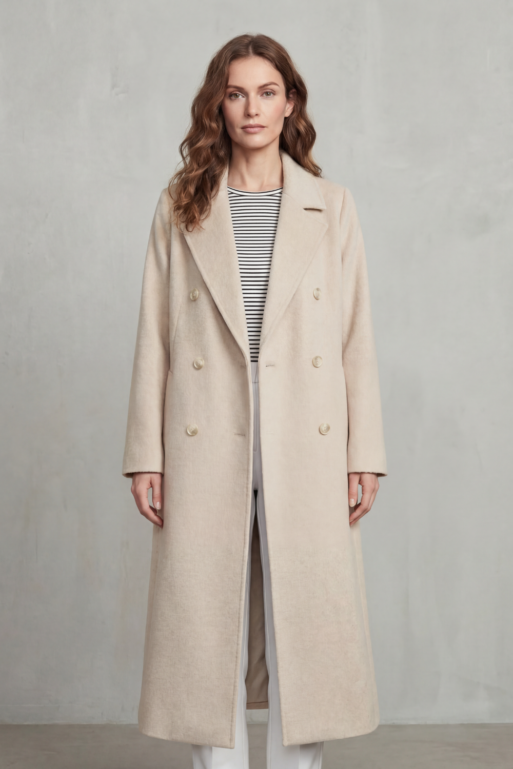Longline Coat Wool Blend Double-Breasted Black Women's – Office, Casual, Winter, Gift