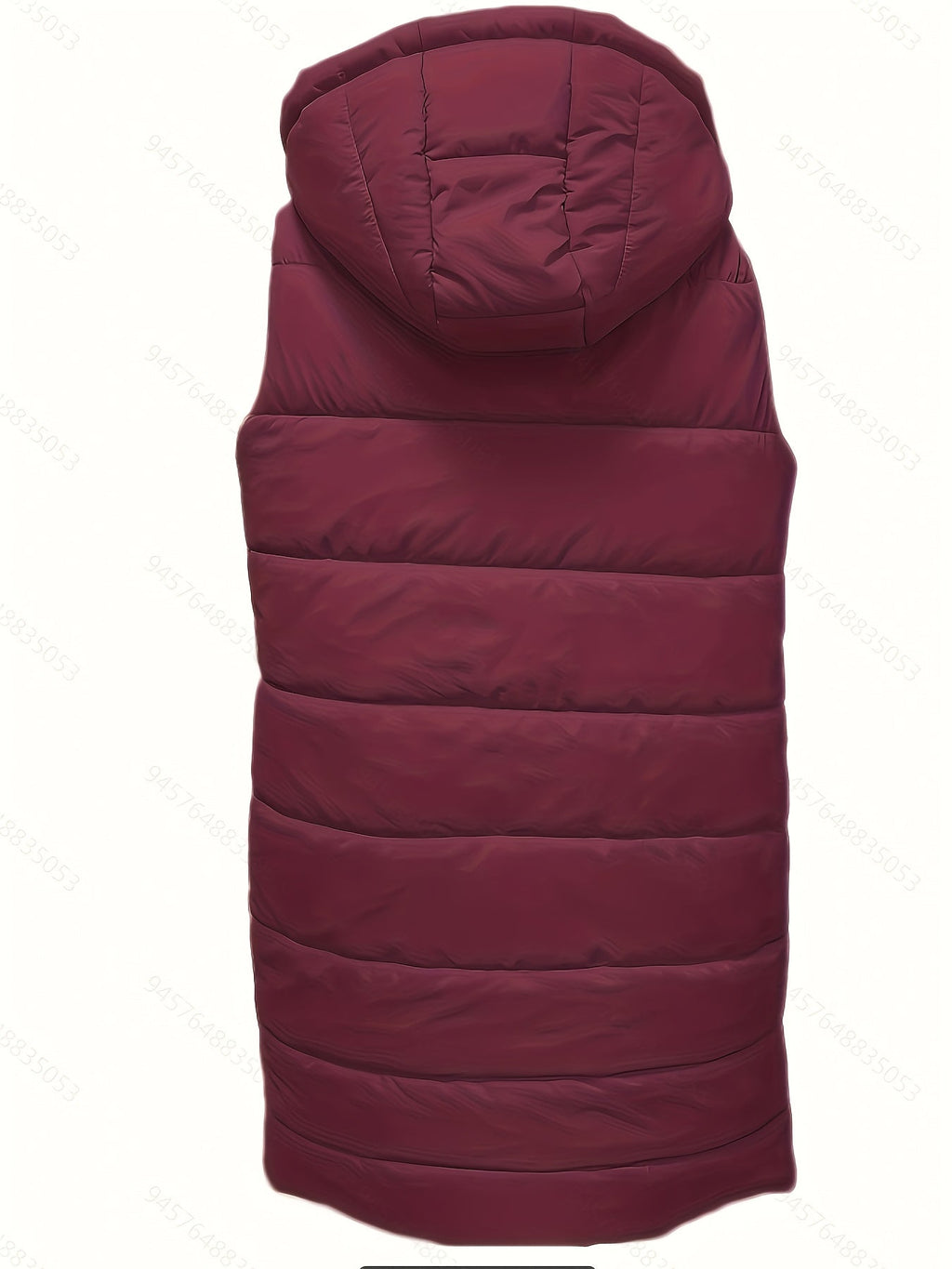 Longline Padded Vest Hooded Sleeveless Gilet Burgundy Women's – Casual, Winter Outdoor Layering
