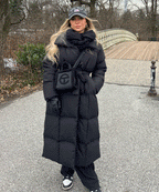 Longline Puffer Coat Black Quilted Belted Women's – Winter, Casual, Office, Holiday