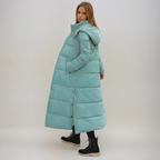 Longline Puffer Coat Hooded Women's Beige Quilted Padded – Casual, Winter, Office, Gift