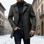 Longline Wool Coat Tan Men's Single-Breasted Overcoat – Winter, Casual, Office, Gift
