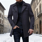 Longline Wool Coat Tan Men's Single-Breasted Overcoat – Winter, Casual, Office, Gift
