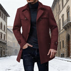 Longline Wool Coat Tan Men's Single-Breasted Overcoat – Winter, Casual, Office, Gift