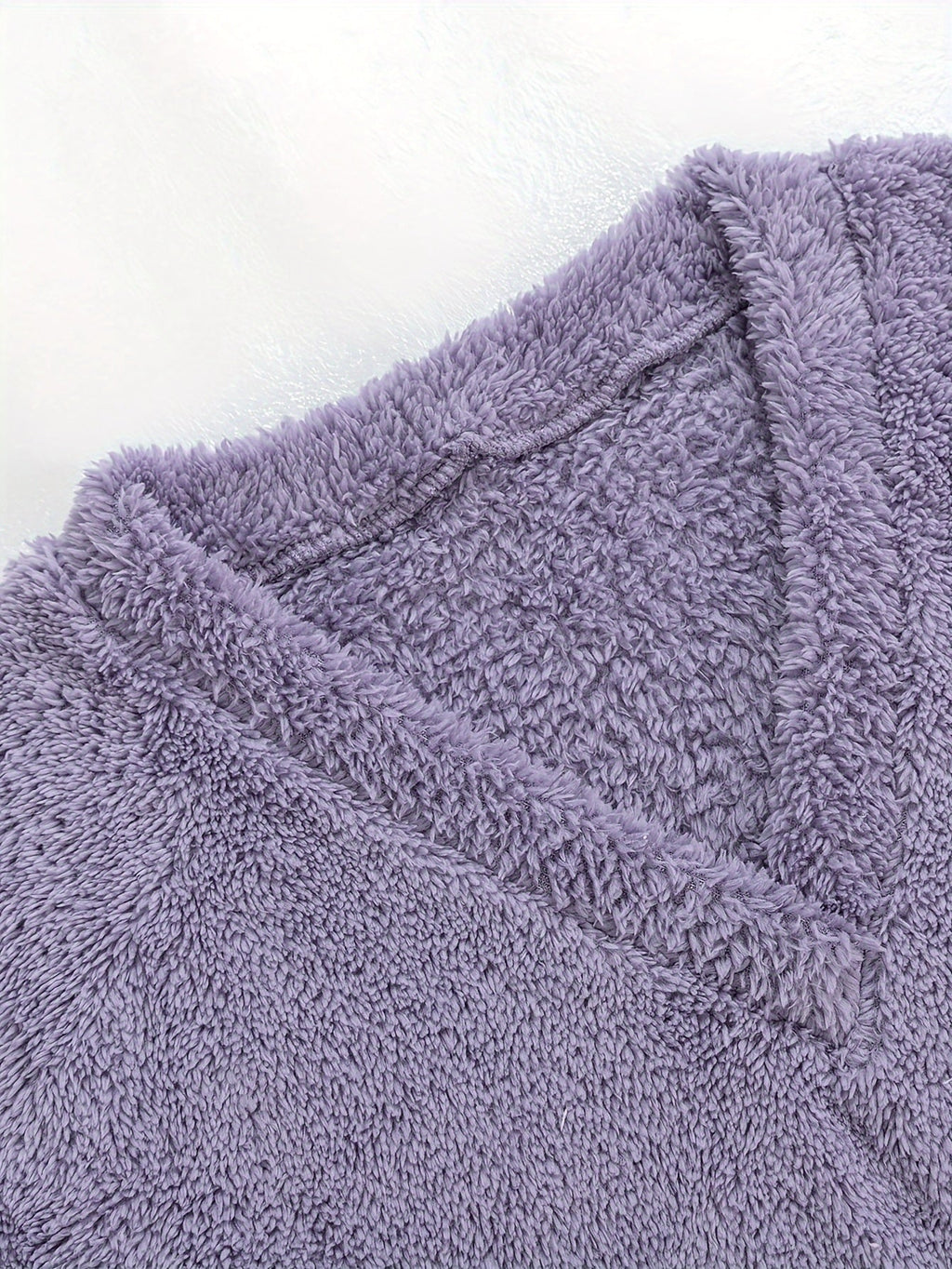 Lounge Set Fleece Women's V-Neck Top Wide-Leg Trousers Purple – Casual, Loungewear, Home Comfort, Gift