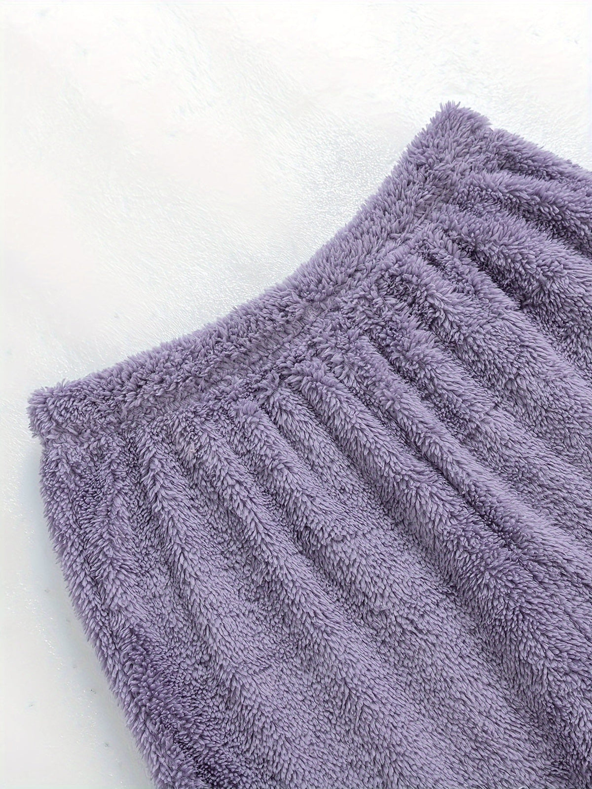 Lounge Set Fleece Women's V-Neck Top Wide-Leg Trousers Purple – Casual, Loungewear, Home Comfort, Gift