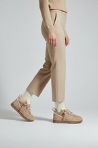 Low-Top Sneakers Beige Suede Shearling-Lined Women's Wide Fit Platform – Casual, Winter