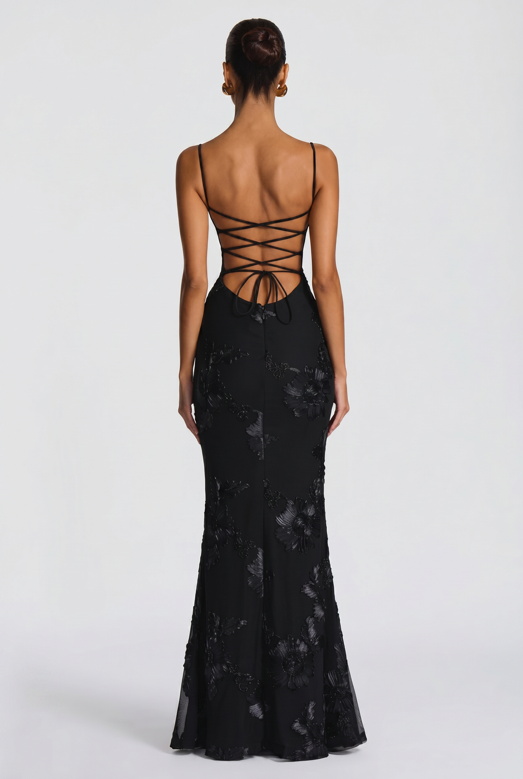 Maxi Dress Black Floral Embroidered Corset Women's – Wedding Guest, Evening, Formal, Occasion Gift