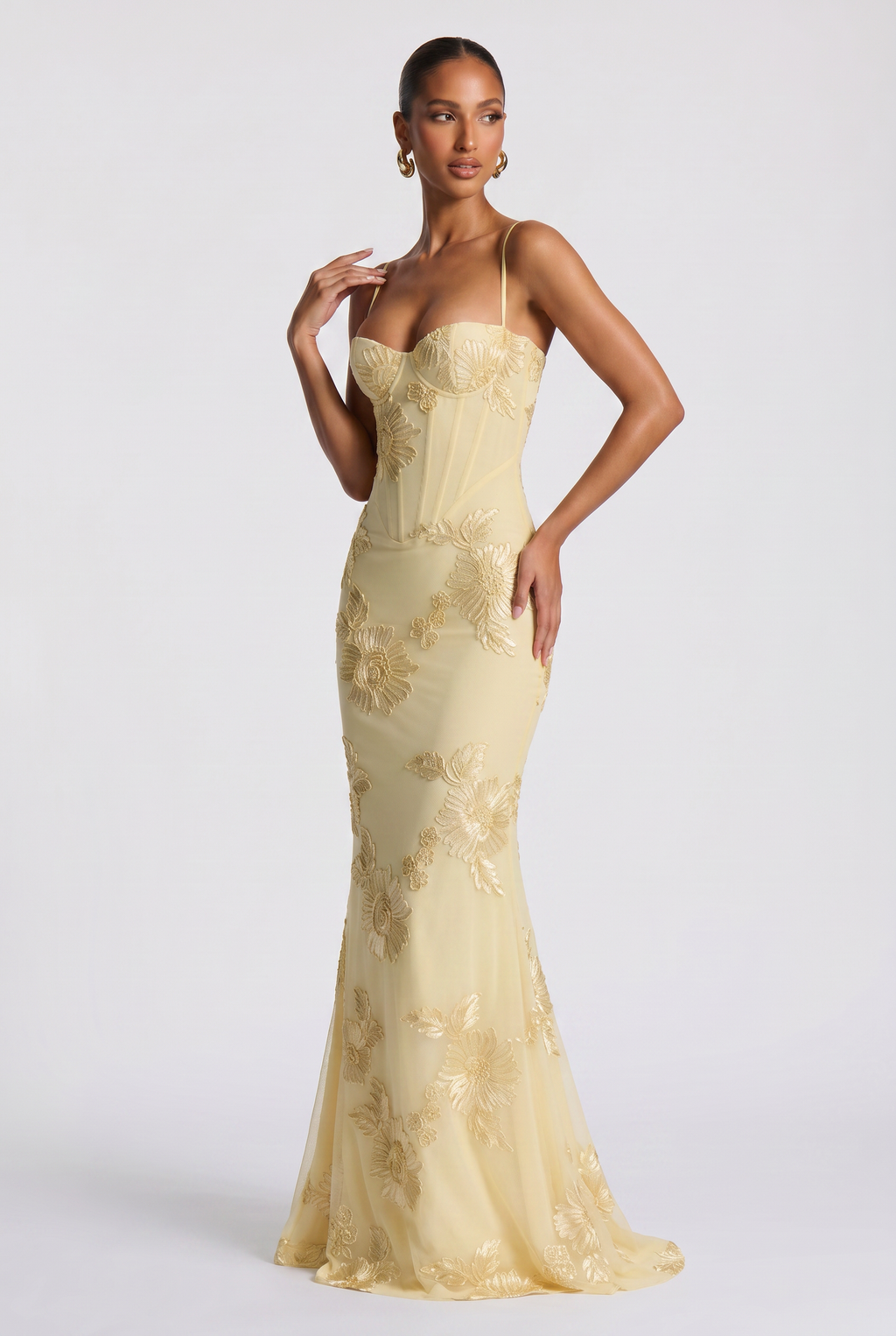 Maxi Dress Black Floral Embroidered Corset Women's – Wedding Guest, Evening, Formal, Occasion Gift