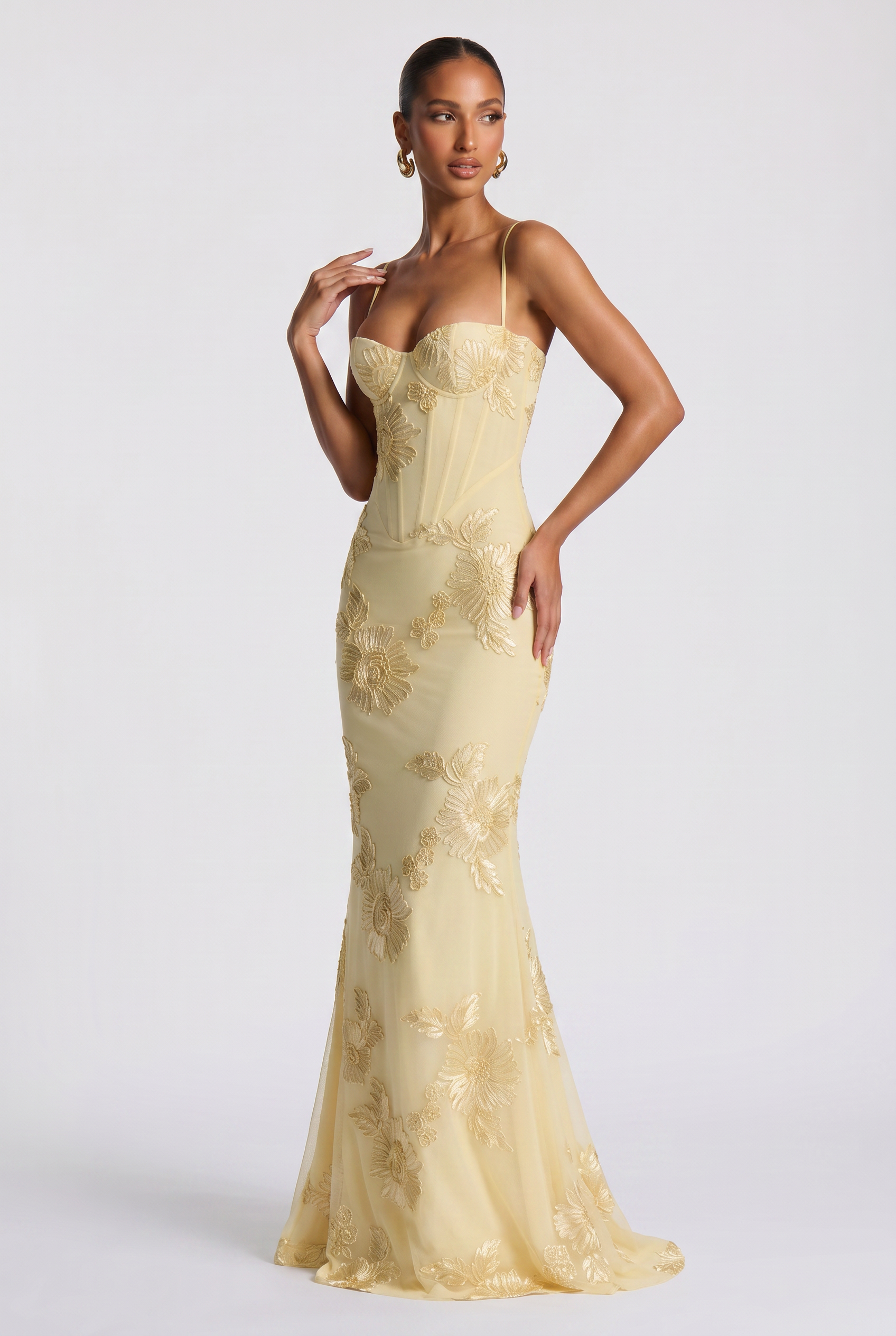 Maxi Dress Black Floral Embroidered Corset Women's – Wedding Guest, Evening, Formal, Occasion Gift