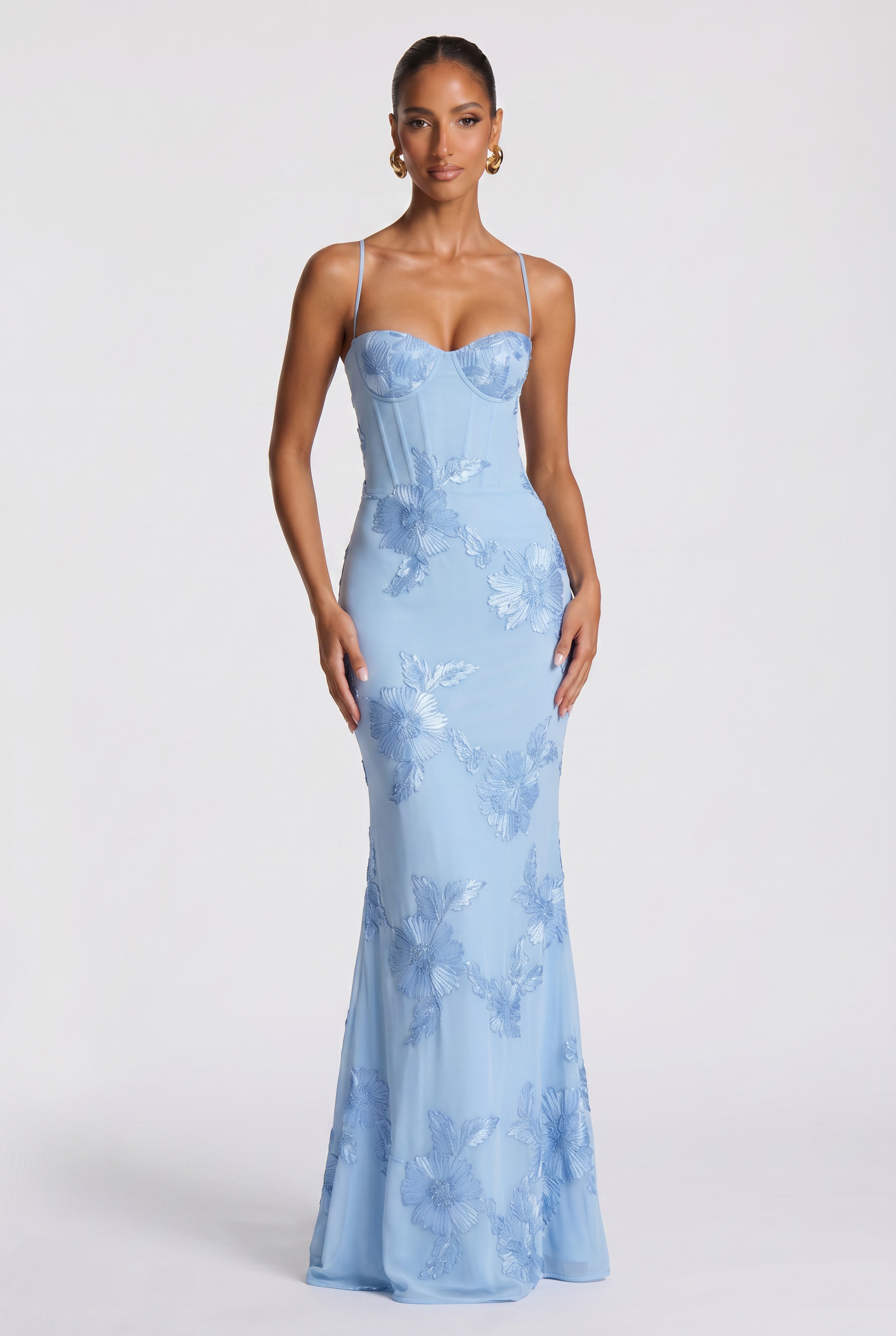 Maxi Dress Black Floral Embroidered Corset Women's – Wedding Guest, Evening, Formal, Occasion Gift