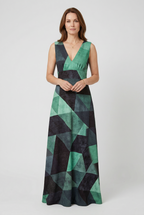 Maxi Dress Satin Floral Print Women's V-Neck Pink Blue – Wedding Guest, Occasion, Evening