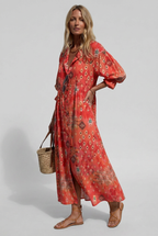 Maxi Shirt Dress White Watercolour Floral Women's Long Sleeve – Casual, Holiday, Summer Beach