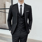 Men's 3-Piece Suit Set Burgundy Slim Fit Blazer Waistcoat Trousers – Wedding, Office, Formal Gift