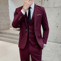 Men's 3-Piece Suit Set Burgundy Slim Fit Blazer Waistcoat Trousers – Wedding, Office, Formal Gift