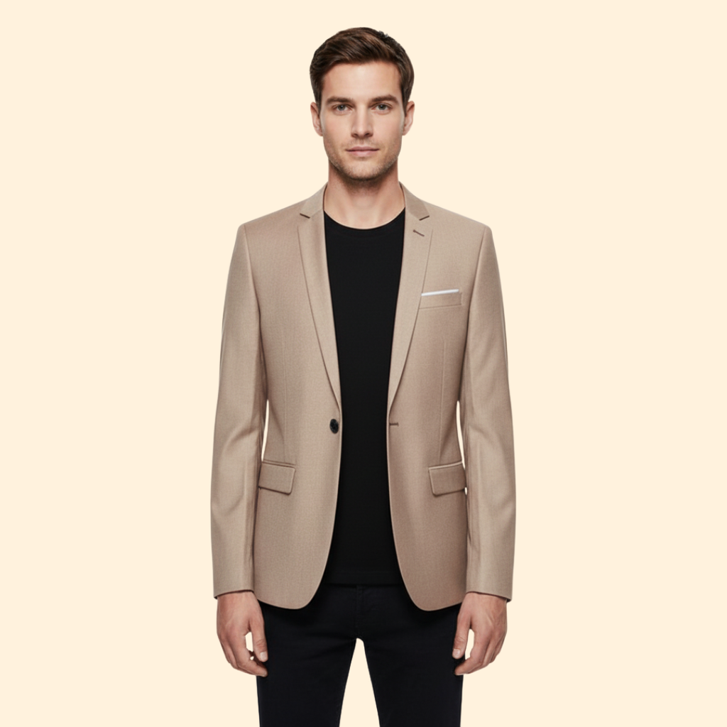 Men's Blazer Slim Fit Grey Single-Button Lined Suit Jacket – Office, Wedding, Formal, Gift