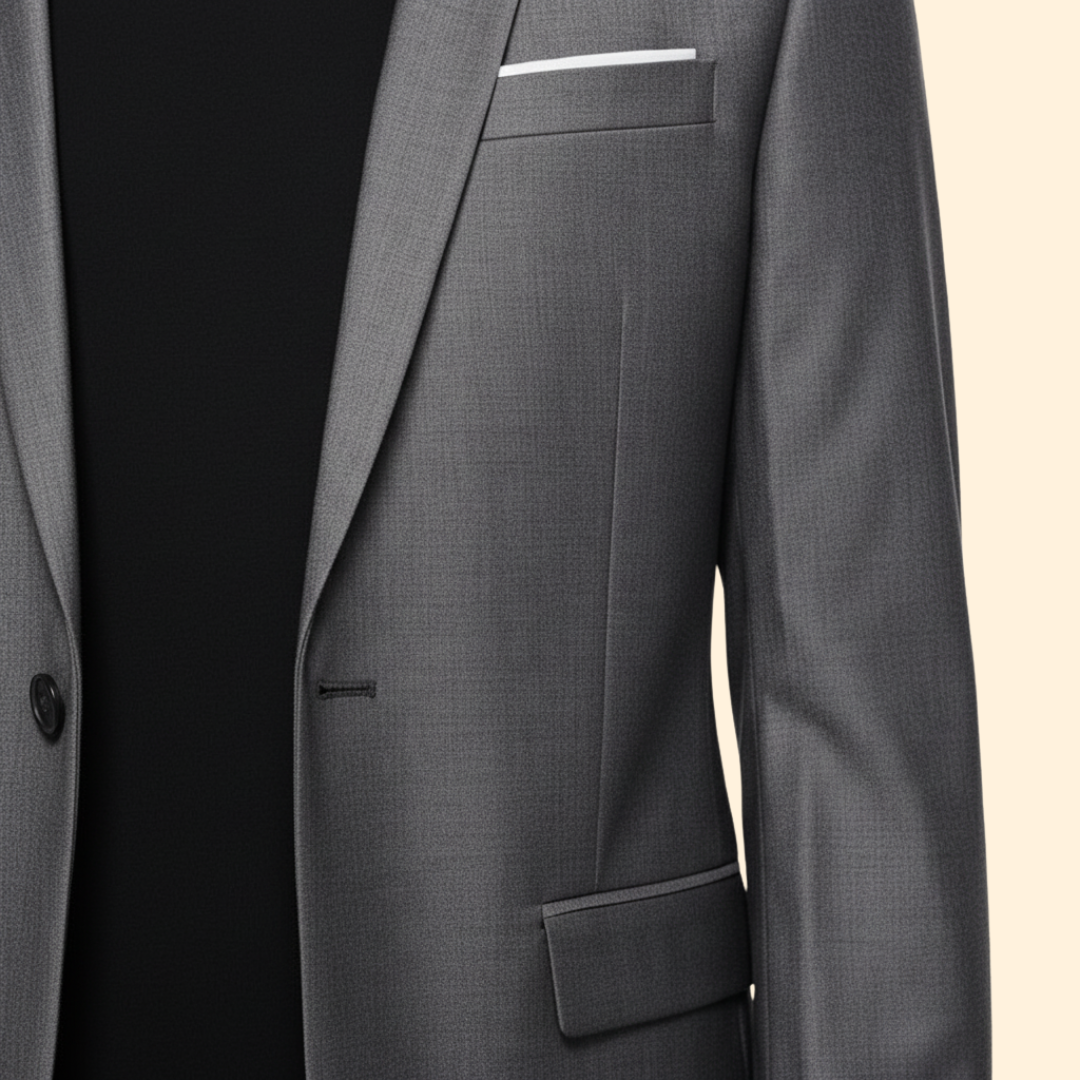 Men's Blazer Slim Fit Grey Single-Button Lined Suit Jacket – Office, Wedding, Formal, Gift