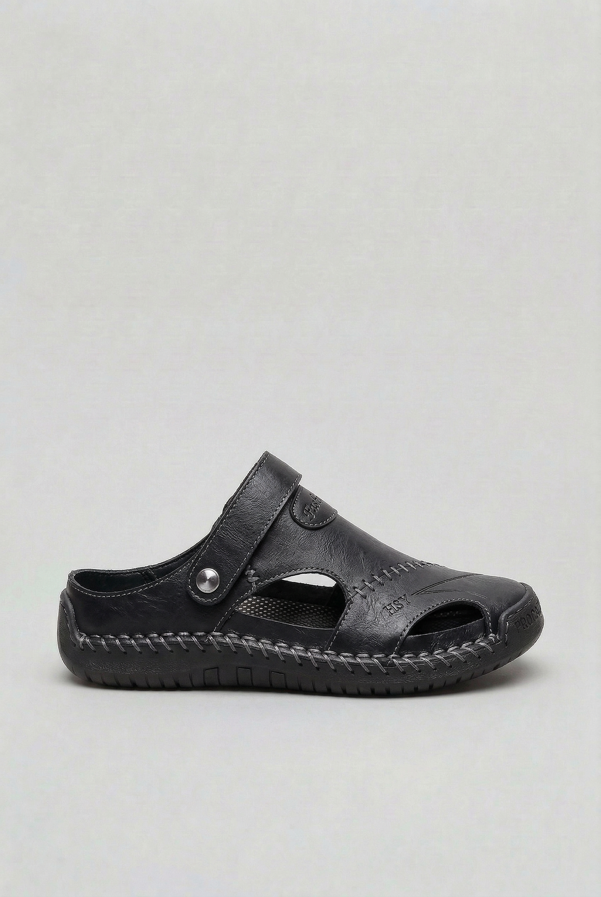 Men's Closed Toe Sandals Leather Look Tan Slip-On Mules – Casual, Summer, Everyday Comfort