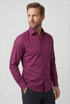 Men's Dress Shirt White Slim Fit Non-Iron Cotton Long Sleeve – Office, Formal, Business Wear