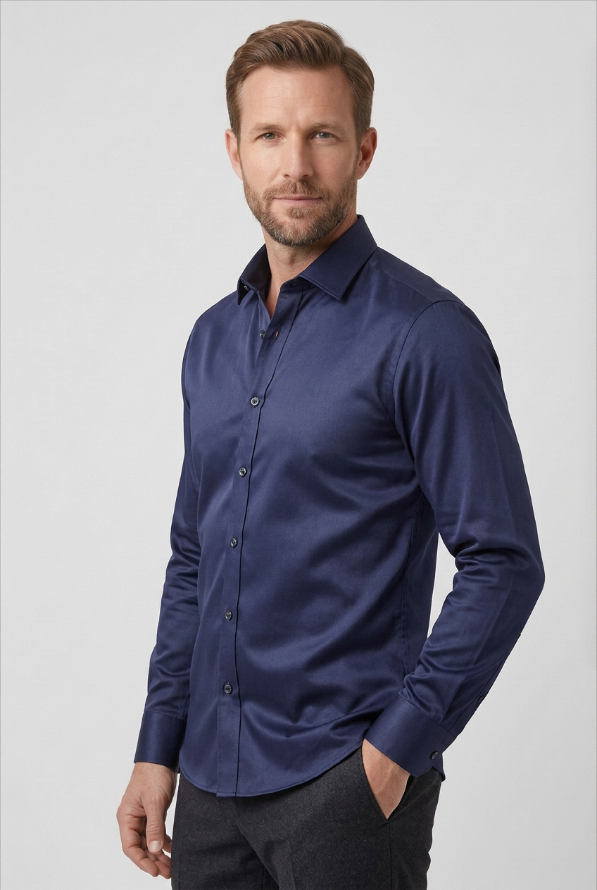 Men's Dress Shirt White Slim Fit Non-Iron Cotton Long Sleeve – Office, Formal, Business Wear